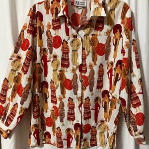 Vintage Style Womens Shirt with Colorful Print